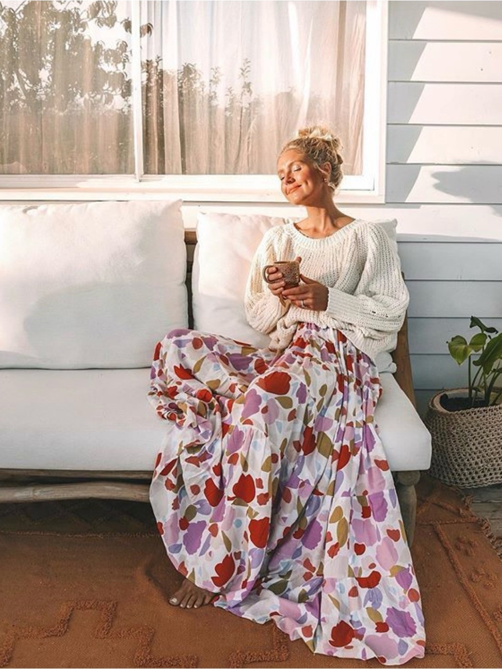 Boho Floral Mister Zimi Midi Dress Ruffle Sleeve Wedding Vacation Euro US 6